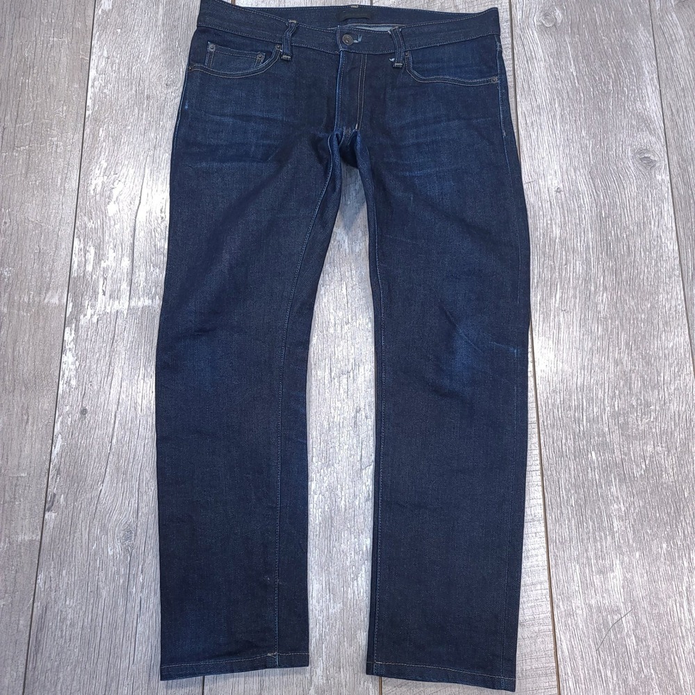 Uniqlo Selvedge Jeans Men Size 33x28 Dark Wash Slim Fit Denim Pants